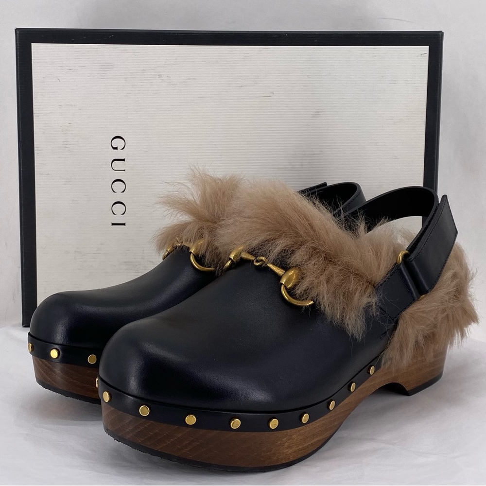 Gucci black & brown leather Horsebit Amstel clogs - Picture 2 of 13
